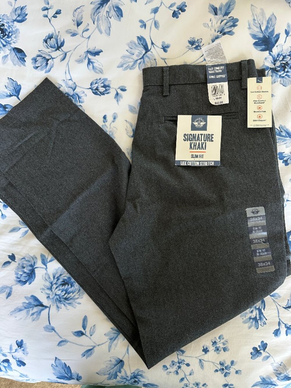 Dockers Signature Khaki Slim Fit Pants Men's 38x34 Charcoal NWT